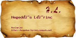 Hegedűs Lőrinc névjegykártya