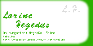 lorinc hegedus business card